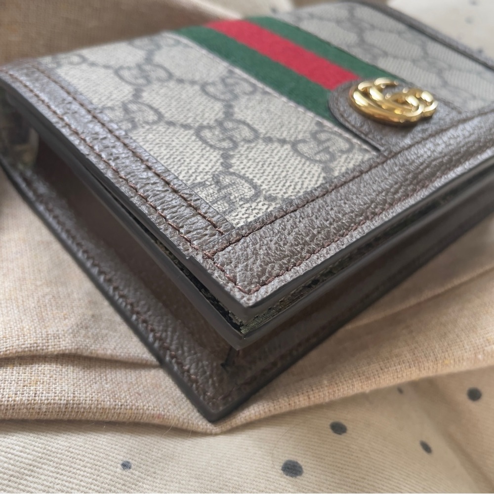 Gucci Supreme Ophidia Beige and Brown Playing Card Wallet Red and Green Stripe - Picture 4 of 13